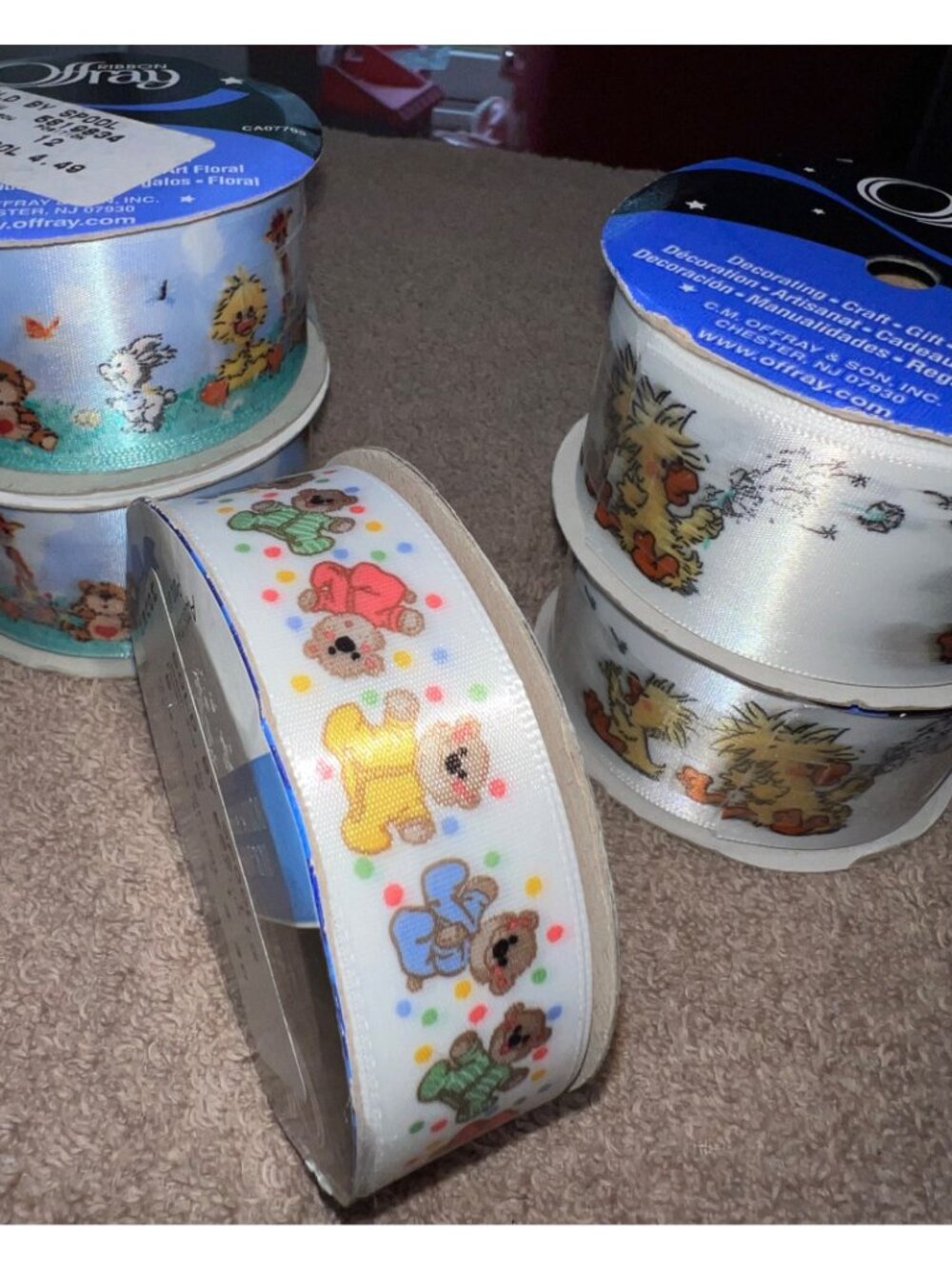 Suzys Zoo Decorative Ribbons Baby Animal Designs 10 Ft Each USA Made Crafting - Picture 5 of 9